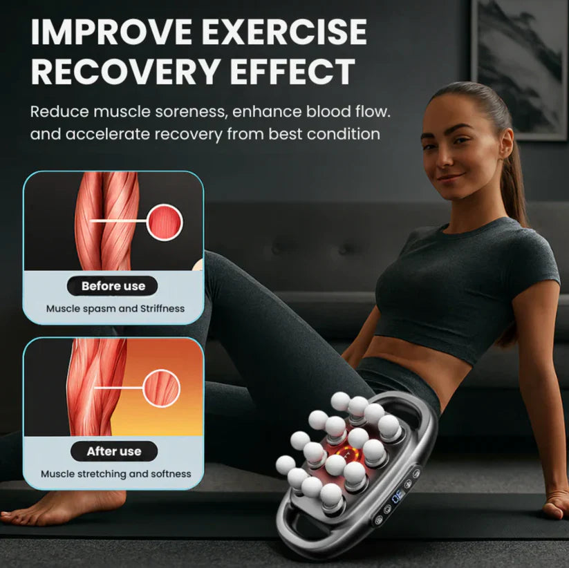 16 Head Massager — Deep Tissue with 30 Levels & 30 Modes