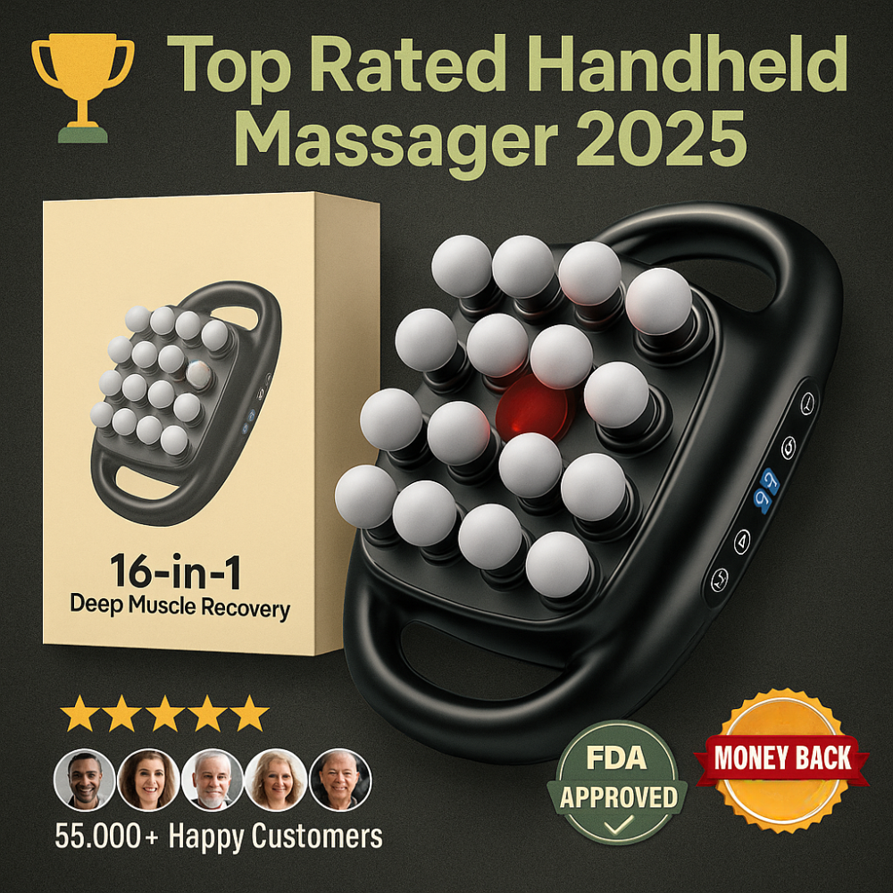 16 Head Massager — Deep Tissue with 30 Levels & 30 Modes