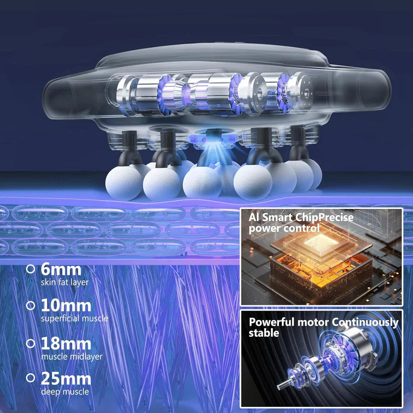 16 Head Massager — Deep Tissue with 30 Levels & 30 Modes